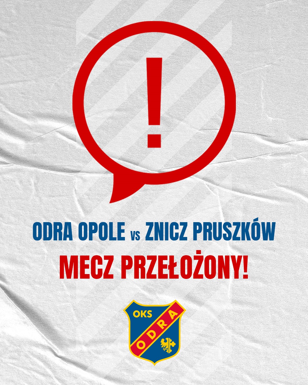 Mecz ze Zniczem Pruszków przełożony